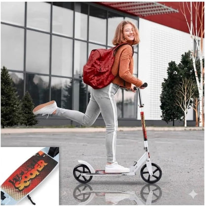 Cool Baby Metal Scooter – Large, Versatile, Foldable Scooter – Adjustable, Featuring a Non-Slip Deck and Wear-Resistant Wheels – Suitable for Children and Adults (Ages 3 and Up) | Supports Weight Up to 120 kg (Color: White)
