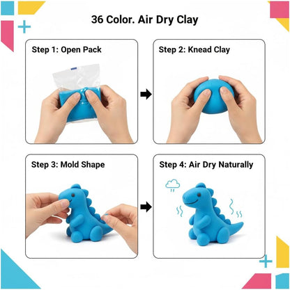 Happy Kiddo 36-Color Non-Toxic Air-Dry Clay Set – Soft, Lightweight Magic Clay for Creative Crafts and Modeling Fun