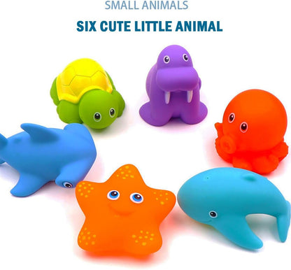 Happy Kiddo 7-Piece Baby Bath Toy Set – Color-Changing Bathtub Toys for Toddlers, Featuring Water-Spraying and Sound Effects, Plus Soft Sea-Life Accessories.
