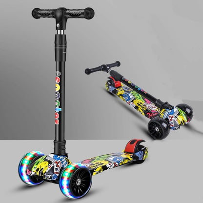 Happy Kiddo Scooter for Kids Aged 3–12: Toddler Scooter with 4 Adjustable Heights, Light-Up 3-Wheel Design, Shock-Absorbing Features, Lean-to-Steer Mechanism, and Balance Training for Children.