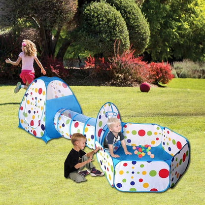 3-in-1 Kids’ Play Tent with Crawl Tunnel and Ball Pit – Foldable Play Tent for Indoor and Outdoor Use – A Fun and Safe Play Space for Boys and Girls 🌈🥳✨