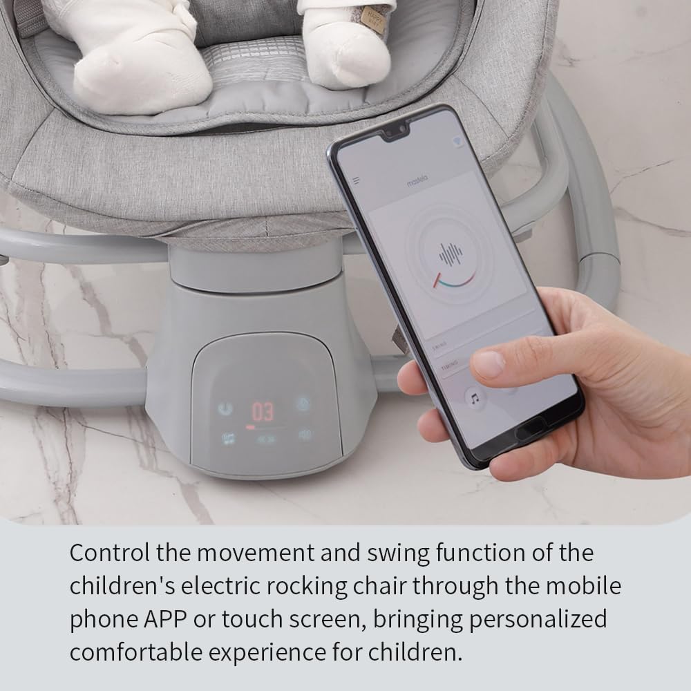 Mastela Baby for Infants Baby Bouncers with Dinner Plate 4-in-1 Adjustable backrest Bluetooth APP Usage and Control,Detachable Independent Rocking Chair