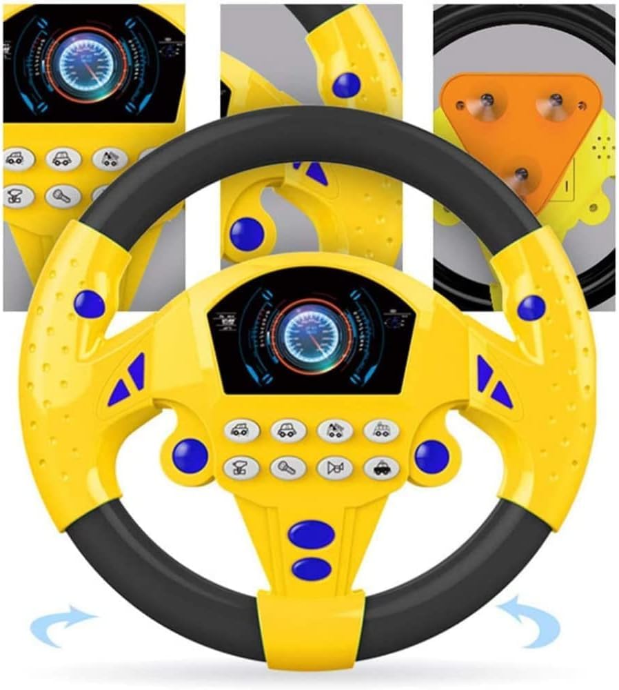 Happy Kiddo Steering Wheel Toy | Kids' Car Steering Wheel | Portable Driving Simulator Console with Music for Backseat Play | Steering Wheel Toy | Gift-Ready Steering Wheel Toy
