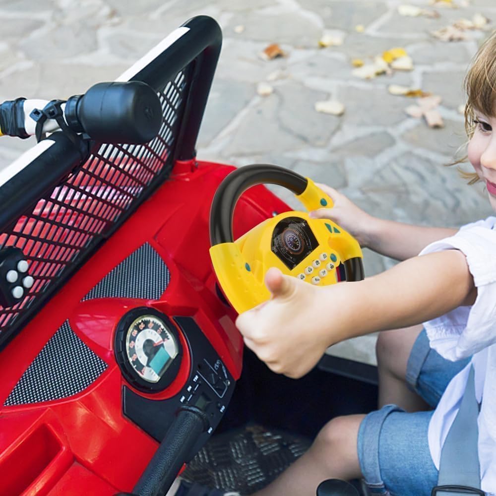 Happy Kiddo Steering Wheel Toy | Kids' Car Steering Wheel | Portable Driving Simulator Console with Music for Backseat Play | Steering Wheel Toy | Gift-Ready Steering Wheel Toy