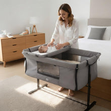 2-in-1 Baby Bassinet and Bedside Sleeper with Changing Table, Adjustable Height, and Breathable Mesh.(Light Gray) BY Happy Kiddo