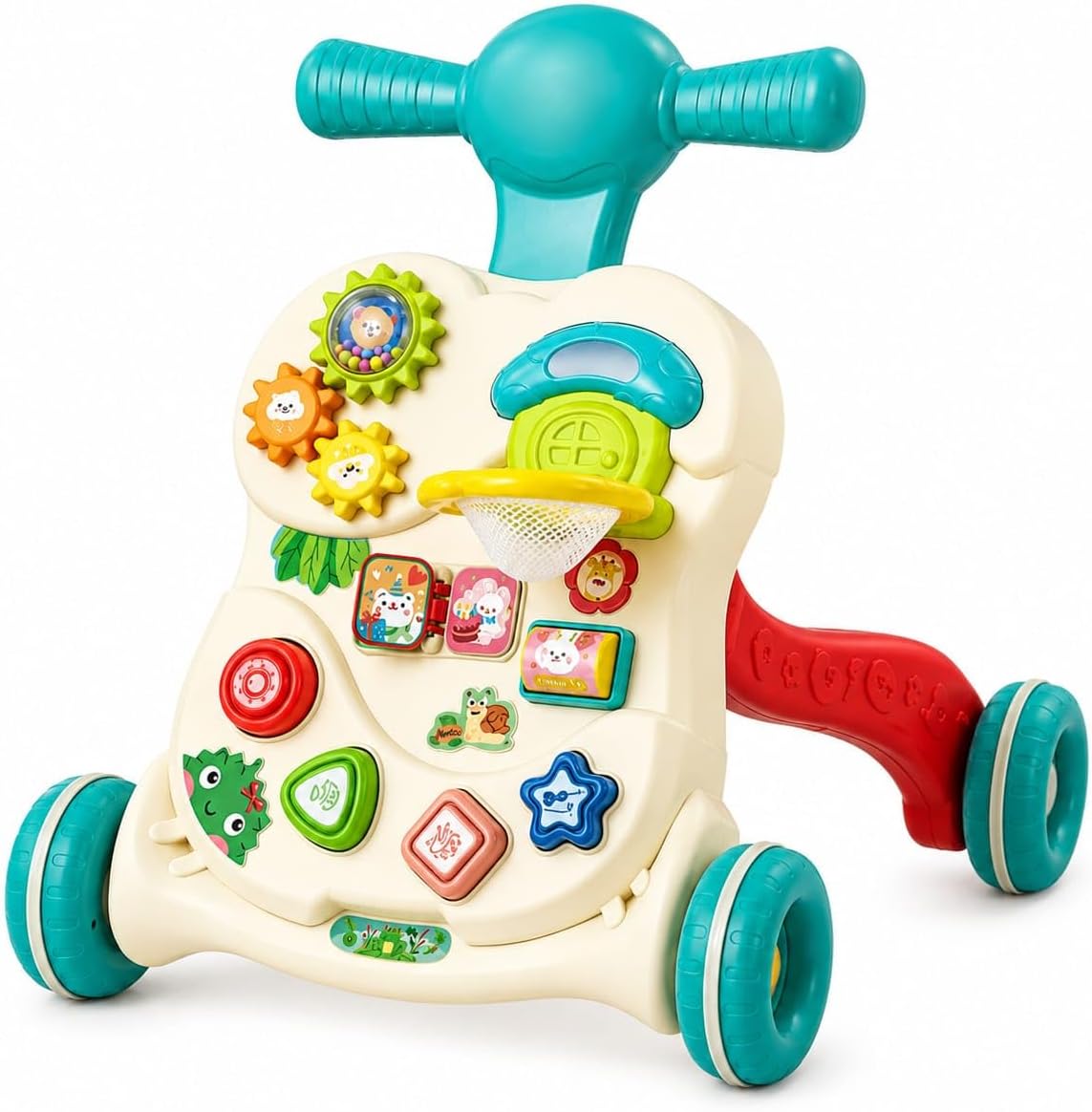 2-in-1 Baby Walker and Interactive Play Center – Encourage your baby’s first steps through play and fun! 🚶‍♂️🏀🎶
