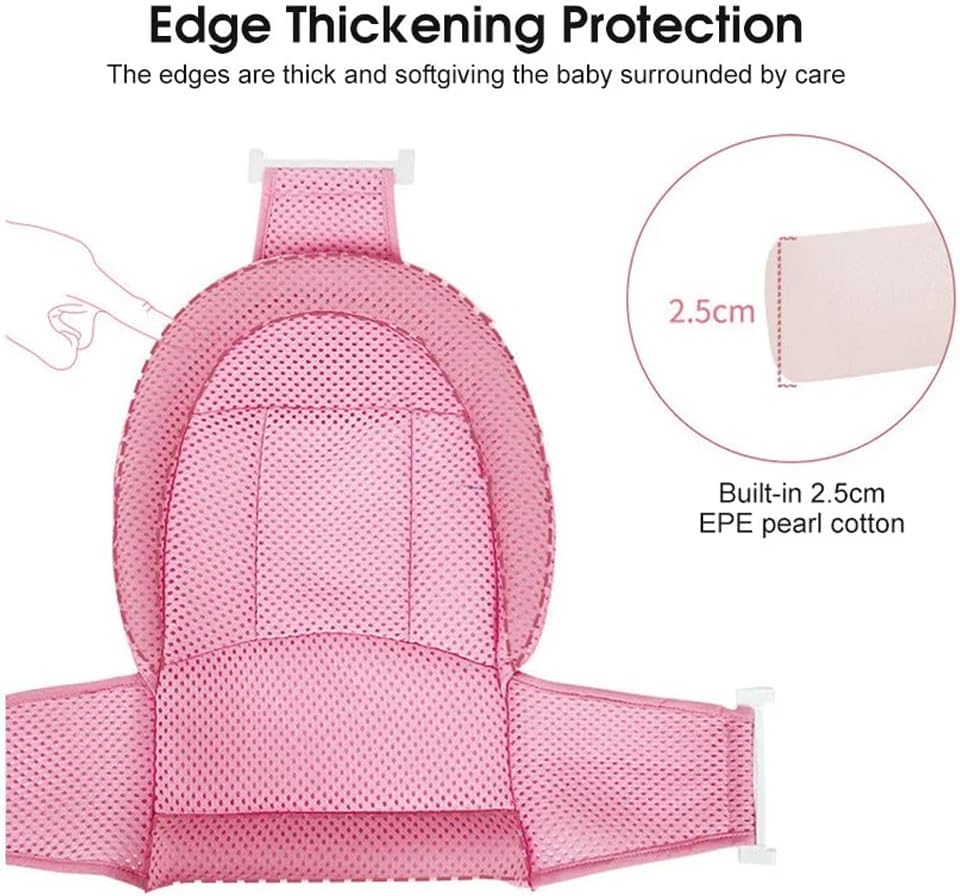 🛁 Safe Mesh Baby Bath Cushion – Comfort, safety, and unrestrained fun! In pink, from Happy Kiddo! 👶✨