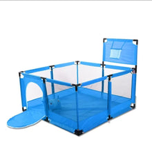 Happy Kiddo Modular Baby Playpen – Foldable, with Basketball Hoop and 50 Balls, Sturdy Structure, Easy to Assemble (Dark Blue, 126 x 126 cm)