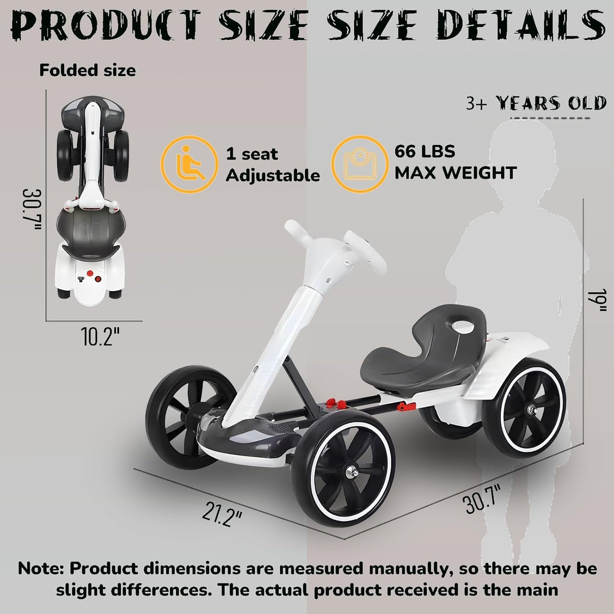 6V Foldable Electric Go Kart for Kids, Electric Ride-on Toy, Top Speed of 3 Mph, Ergonomically Adjustable Seat, EVA Wheels, with Lights and Music for Boys and Girls Aged 3-8, White