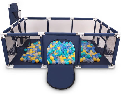 SELONIS Baby Playard With 100 Plastic Balls Foldable Play Area Basketball Football