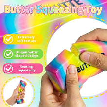Happy Kiddo Rainbow Butter-Style Squishy Toy – Slow-Rising Butter Stick Squeeze Toy – Soft Sensory Fidget Toy for Adults and Kids – Cute, Colorful Desk Squishy – Portable Party Favor for Office, School, and Home