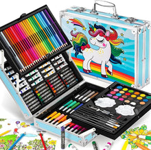 🎨 Deluxe Unicorn-Themed Drawing and Coloring Case for Kids – 145-Piece Art Set in an Attractive Blue, by Happy Kiddo 🦄