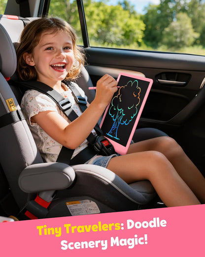 LCD Writing Tablet for Kids, 12-Inch Drawing and Coloring Board, Mess-Free Drawing Pad, Christmas Gifts for Girls and Toddlers, Toys for Boys Aged 3–8 (Pink) – by Happy Kiddo