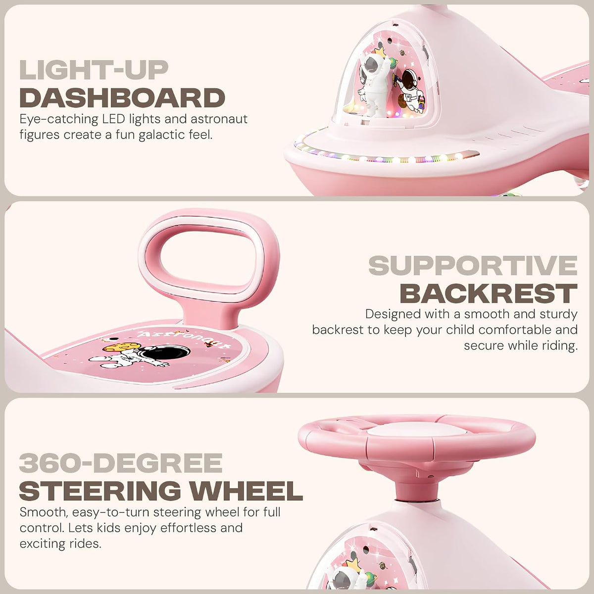 Plasma Kids  PU| Music & Backrest | 3–8 Years | Pink