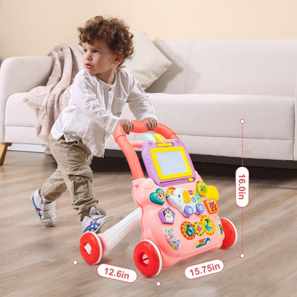 Happy Kiddo Multifunctional Baby Walker and Educational Toys (pink)👶