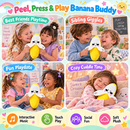 Happy Kiddo Interactive Electronic Plush Toy for Kids – Responds to Rhythm and Sings; Fun Talking Banana Plush Toy with Music and Touch Sensor; Soft Musical Gift for Boys and Girls.
