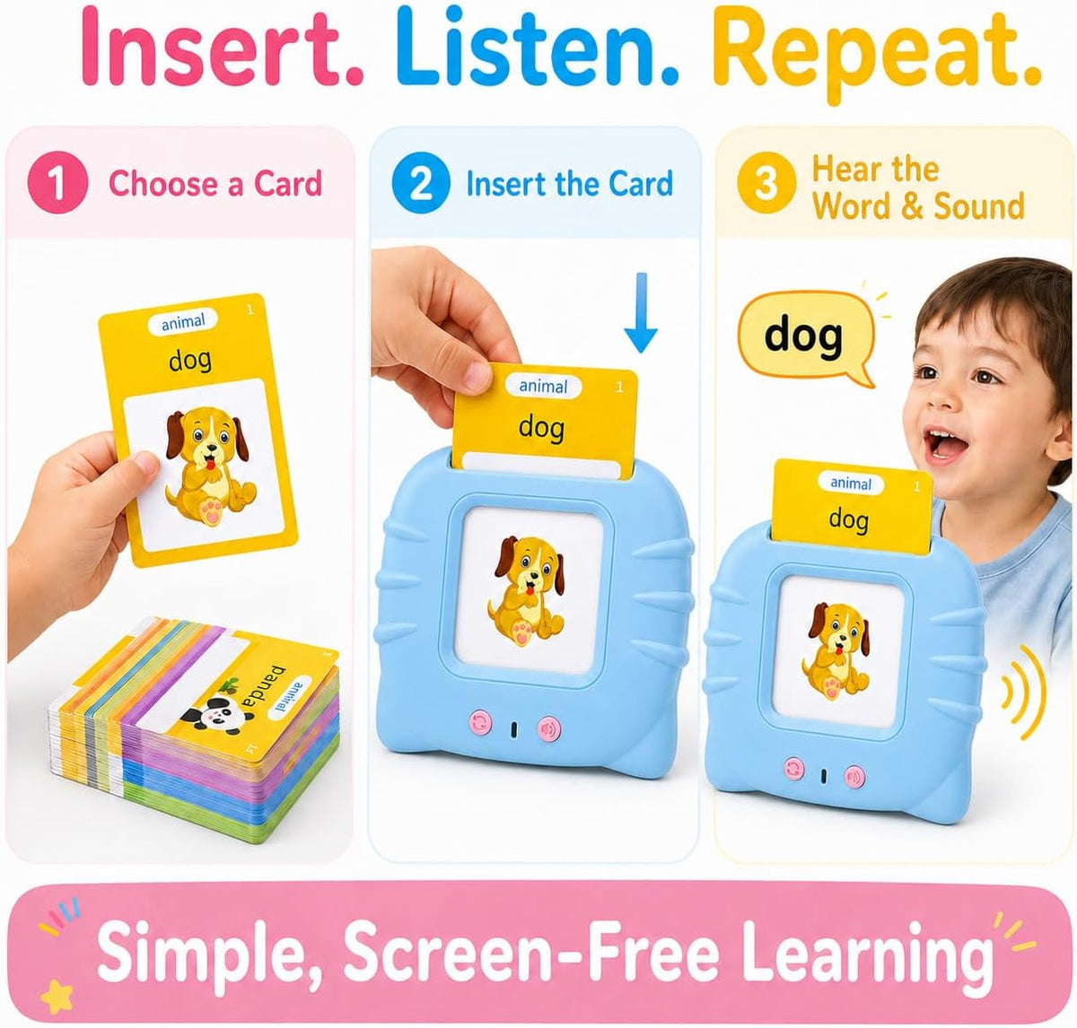 Educational Talking Flashcards for Kids (Ages 1–6) – British English: Audio-based educational games and preschool learning resource from Happy Kiddo.
