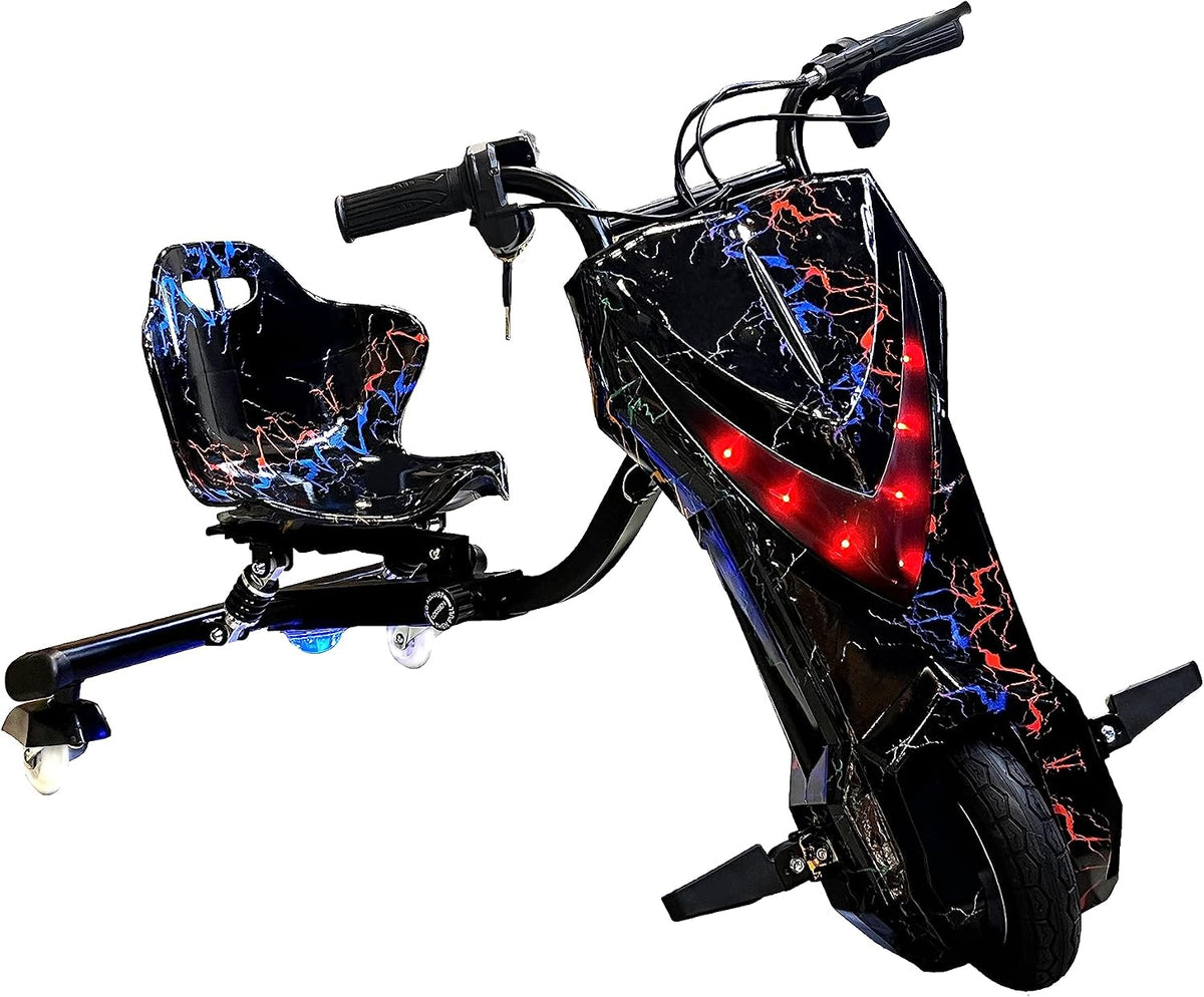 Happy Kiddo 36V 3-Wheel Electric Scooter – 3 Riding Modes, Bluetooth, Speaker, Lights, Shock-Absorbing Safety Mechanism, Speeds up to 20 km/h (Black)