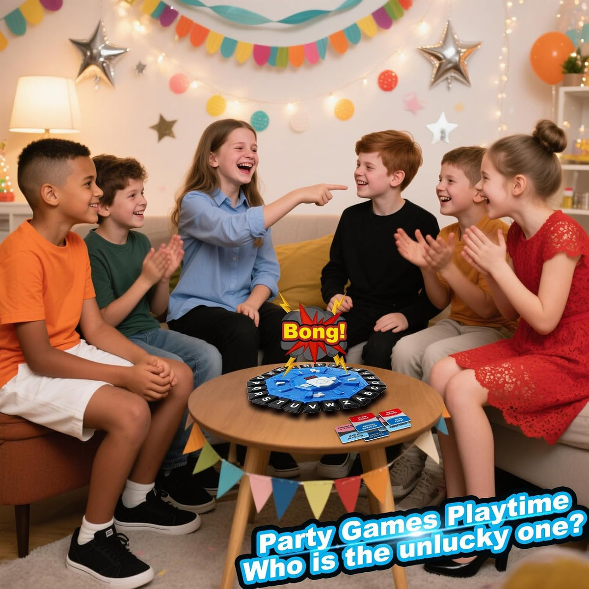 Happy Kiddo Family Word Board Game for Kids and Adults (2 Modes) – Features 220 Topic Categories, 24 Letters, Tactile Buttons, Fast-Paced Educational Fun, 35 Cards, and LCD Screen with Timer – Ideal Birthday or Holiday Gift (Blue)