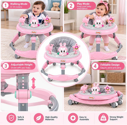 Happy Kiddo Adjustable Sit-to-Stand Educational Baby Walker with Activity Center – Ensure Your Baby’s Complete Comfort.