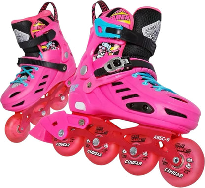 🛼 Cougar  313  Inline Skates (Pink, Light-Up) – Speed, fun, and safety for your child; size( 39–42)!