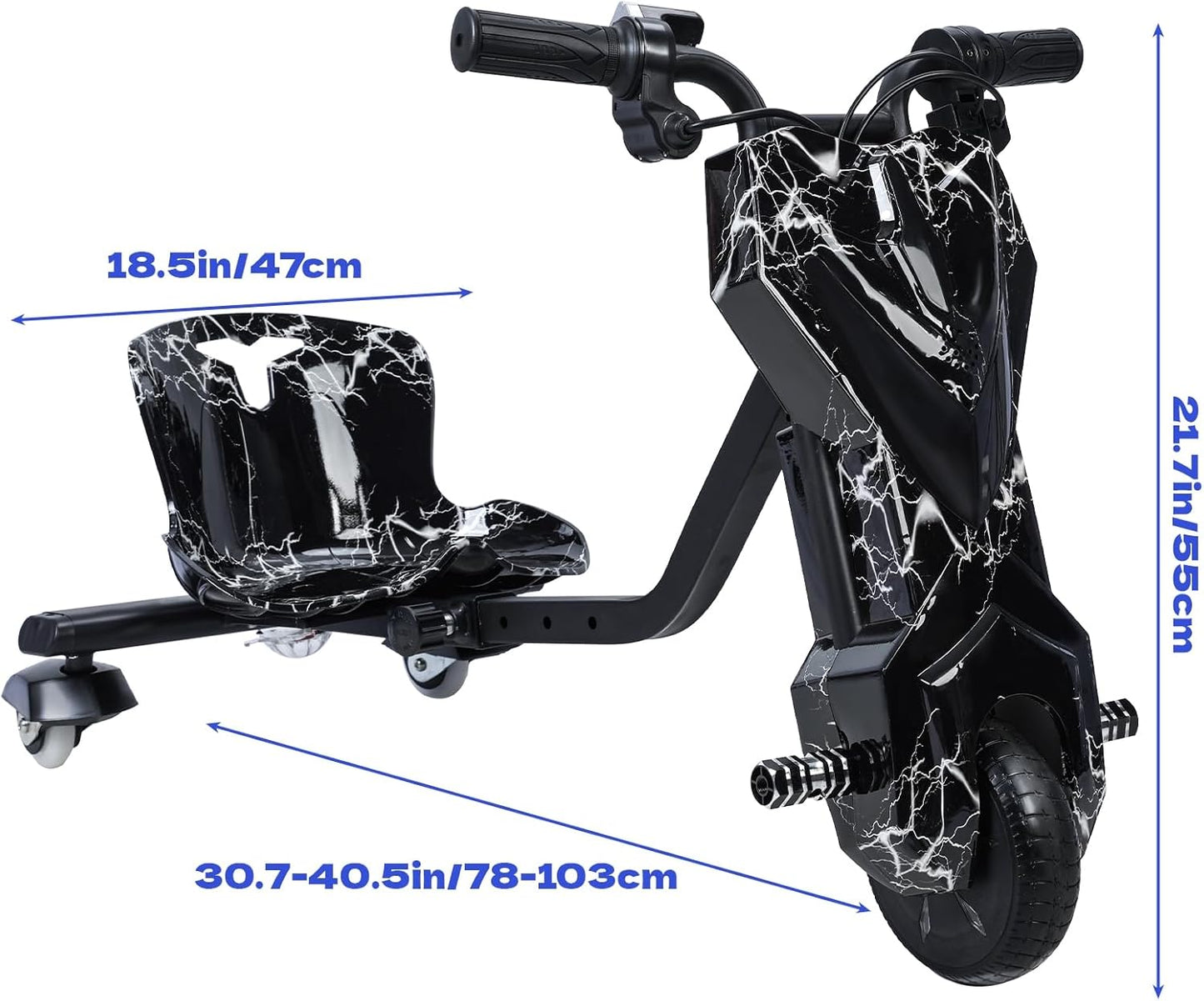 12V Electric Drift Trike | 360° Drift | Ages 8+ | Black