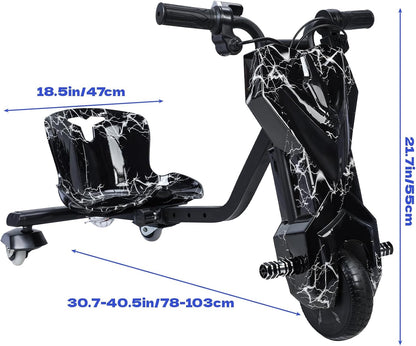 12V Electric Drift Trike | 360° Drift | Ages 8+ | Black