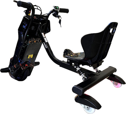 Happy Kiddo 36V 3-Wheel Electric Scooter – 3 Riding Modes, Bluetooth, Speaker, Lights, Shock-Absorbing Safety Mechanism, Speeds up to 20 km/h (Black)