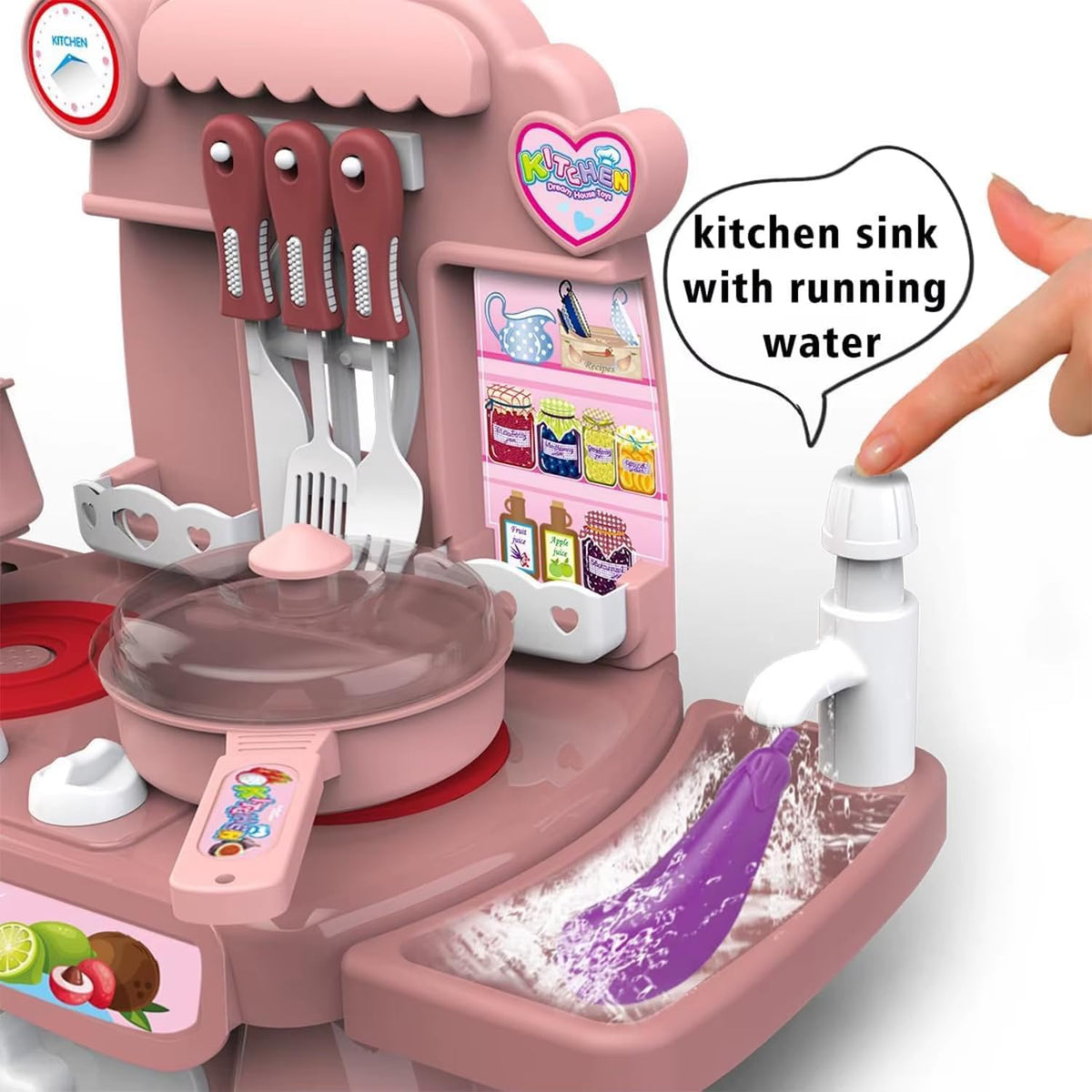 Share wonderful moments of fun and creativity with your children using this complete kitchen playset in a stylish shade of pink! 🍳