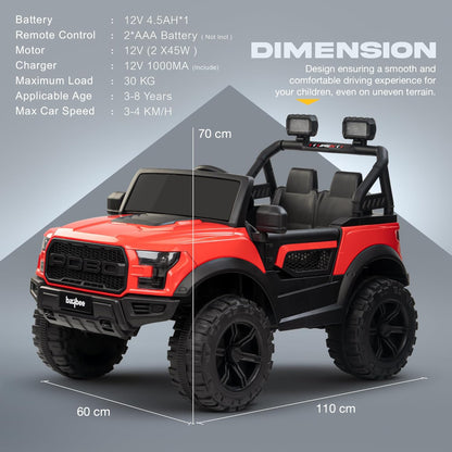 Baybee Bronco Electric Ride-On Jeep | 3–8 Years | Red