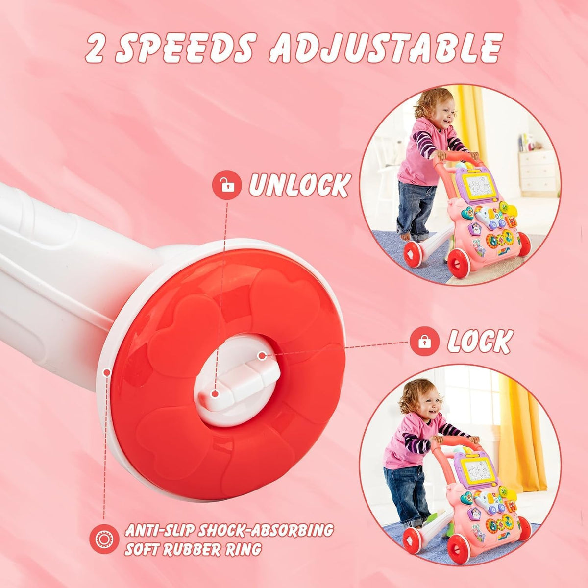 Happy Kiddo Multifunctional Baby Walker and Educational Toys (pink)👶