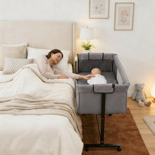 2-in-1 Baby Bassinet and Bedside Sleeper with Changing Table, Adjustable Height, and Breathable Mesh.(Light Gray) BY Happy Kiddo