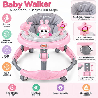Happy Kiddo Adjustable Sit-to-Stand Educational Baby Walker with Activity Center – Ensure Your Baby’s Complete Comfort.