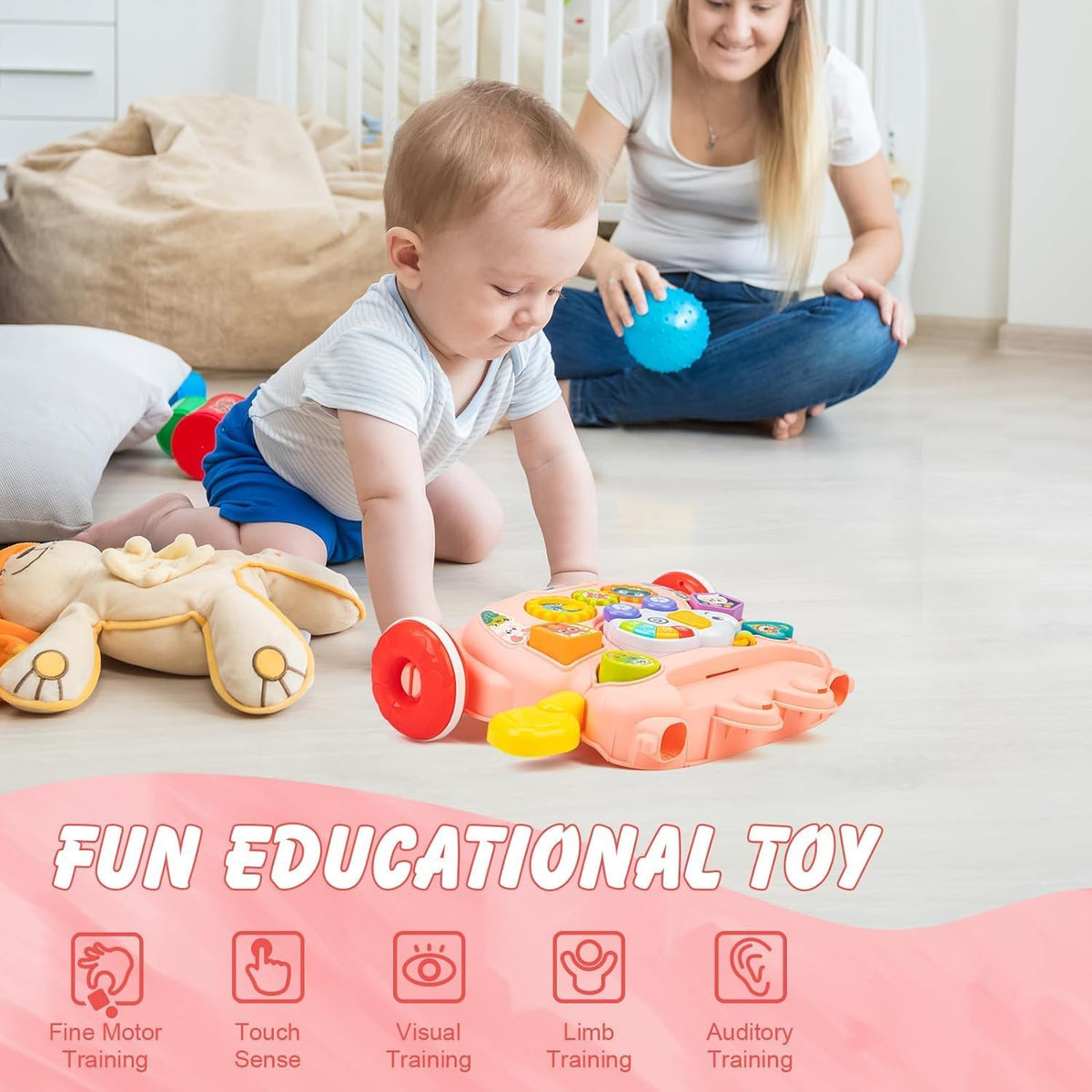 Happy Kiddo Multifunctional Baby Walker and Educational Toys (pink)👶