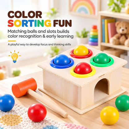 Colorful Wooden Hammering Toy – Endless fun and the development of your child’s early skills! 🔨🟢🟡🔴