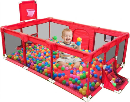 Let your child play safely and freely with the Happy Kiddo playpen and colorful ball pit.