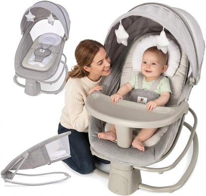 Mastela Baby for Infants Baby Bouncers with Dinner Plate 4-in-1 Adjustable backrest Bluetooth APP Usage and Control,Detachable Independent Rocking Chair