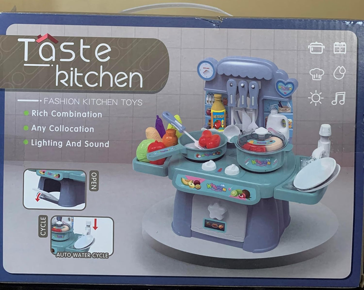 Modern Interactive Kids’ Kitchen (Taste Kitchen) – features lights, sounds, and a real water-pumping function for endless fun! 🍳🔊💧✨