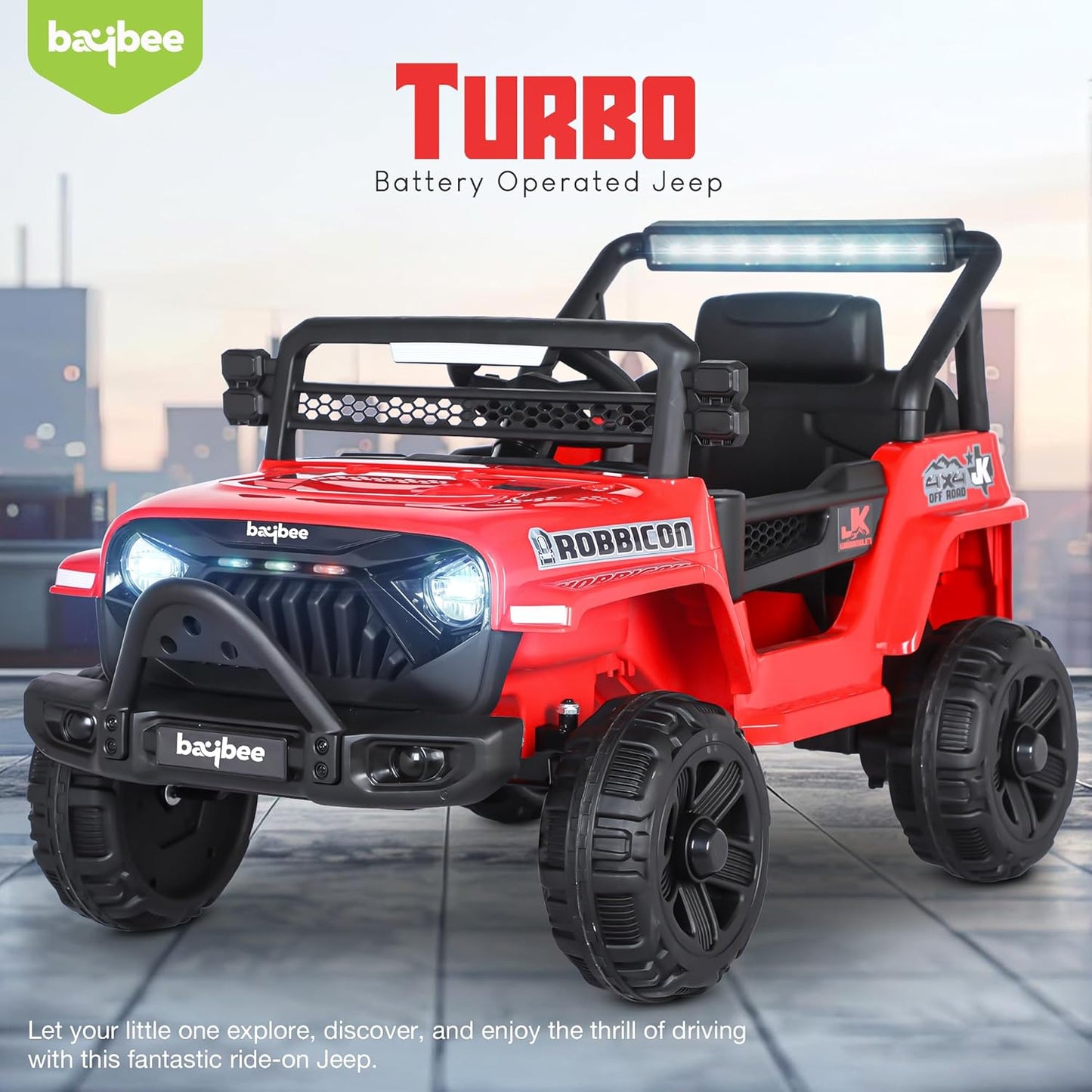 Baybee Turbo Electric Ride-On Car | 2–7 Years | Red