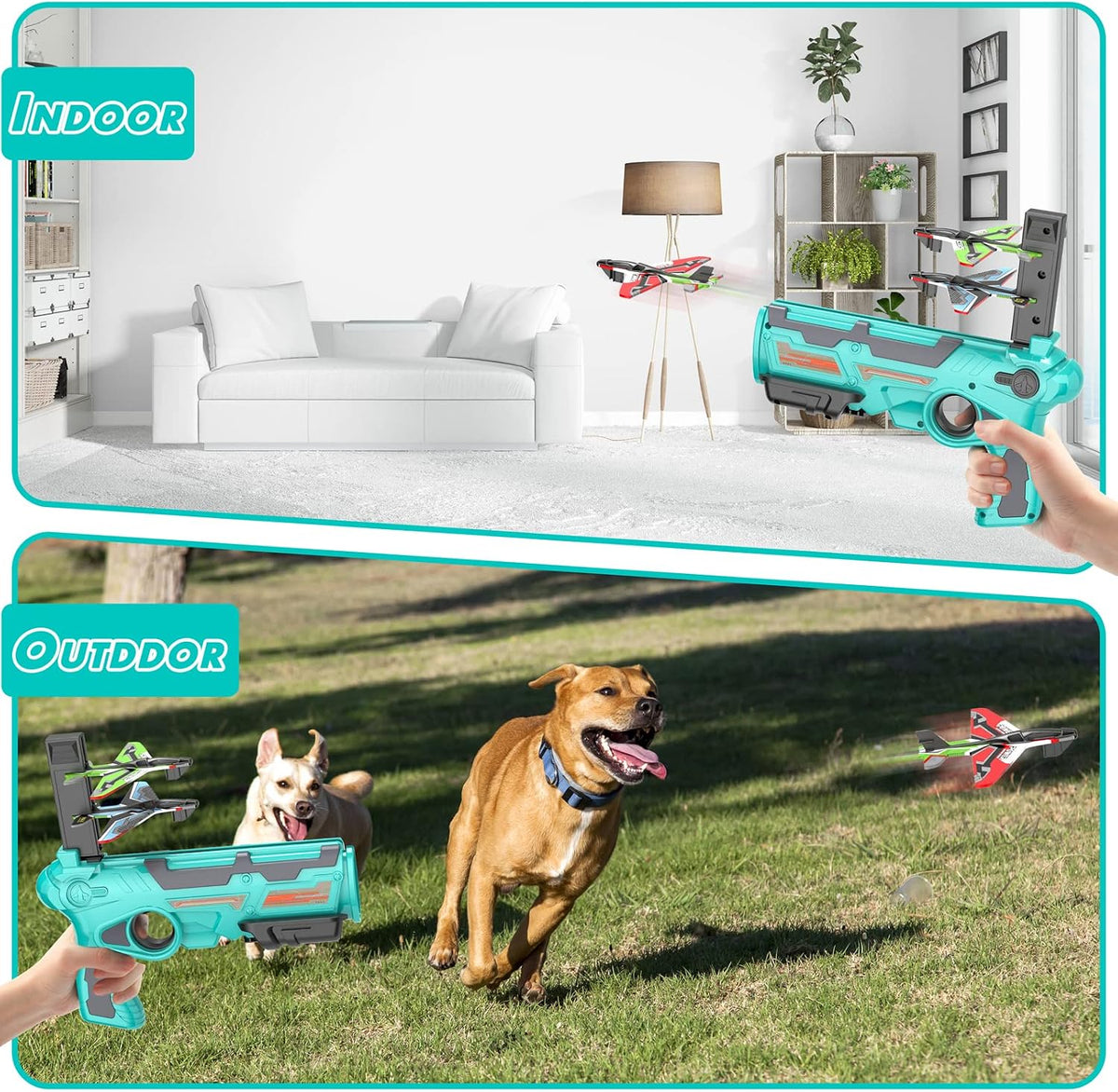 Happy Kiddo Airplane Launcher Gun for Kids – High-Speed Flying Fun with 10 Light-Up Planes