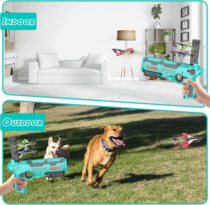 Happy Kiddo Airplane Launcher Gun for Kids – High-Speed Flying Fun with 10 Light-Up Planes