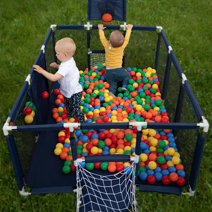 SELONIS Baby Playard With 100 Plastic Balls Foldable Play Area Basketball Football
