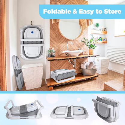 BEBELEH Foldable Baby Bathtub with Thermometer | 0–24 Months | Gray