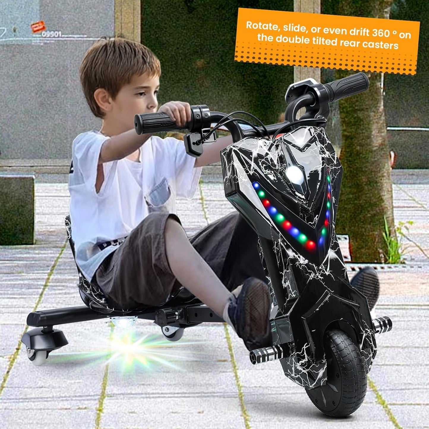 12V Electric Drift Trike | 360° Drift | Ages 8+ | Black