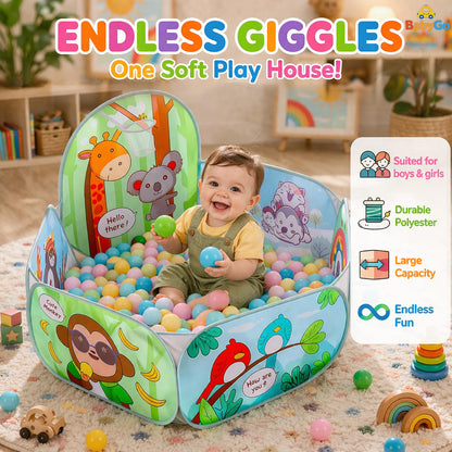 Happy Kiddo Kids' Ball Pit – Play Tent for Boys and Girls (Ages 2+); Spacious, Lightweight, Easy-to-Assemble & Portable Ball Pit (Includes 50 Balls)