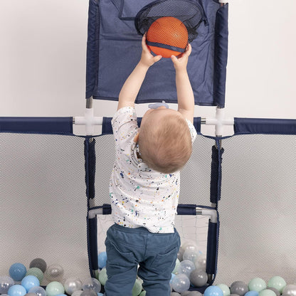 SELONIS Baby Playard With 100 Plastic Balls Foldable Play Area Basketball Football