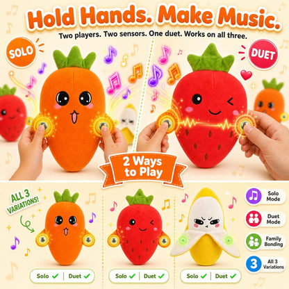 Happy Kiddo Interactive Musical Strawberry Plush Toy – Touch-Sensitive Sensory Piano Toy for Kids – Soft Educational Stuffed Gift – Strawberry Design