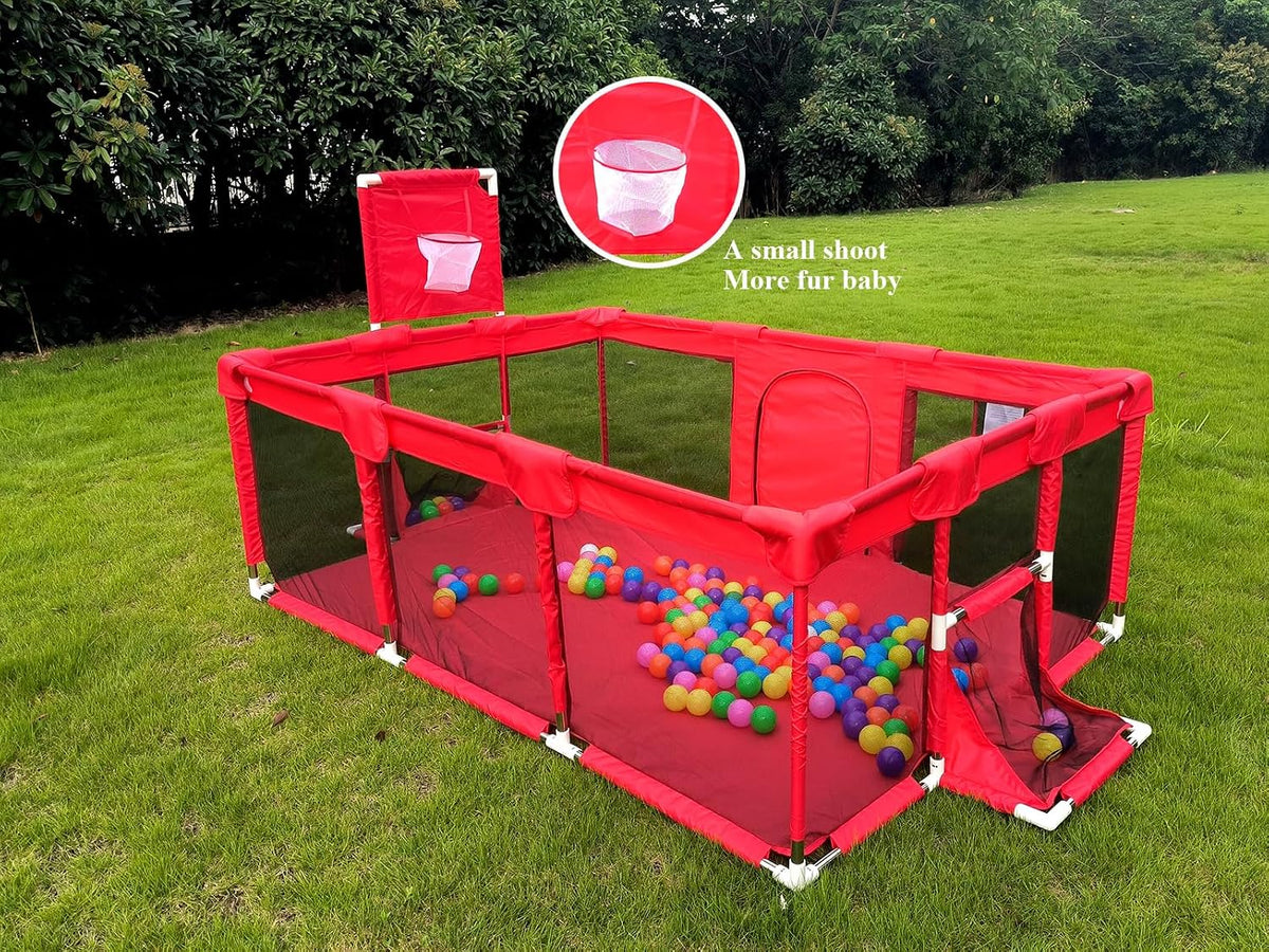 Let your child play safely and freely with the Happy Kiddo playpen and colorful ball pit.