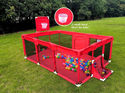 Let your child play safely and freely with the Happy Kiddo playpen and colorful ball pit.