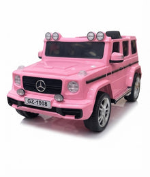 Electric ride-on car for kids featuring the luxurious Mercedes-Benz G-Class design—the perfect gift for your child—in a vibrant pink color.